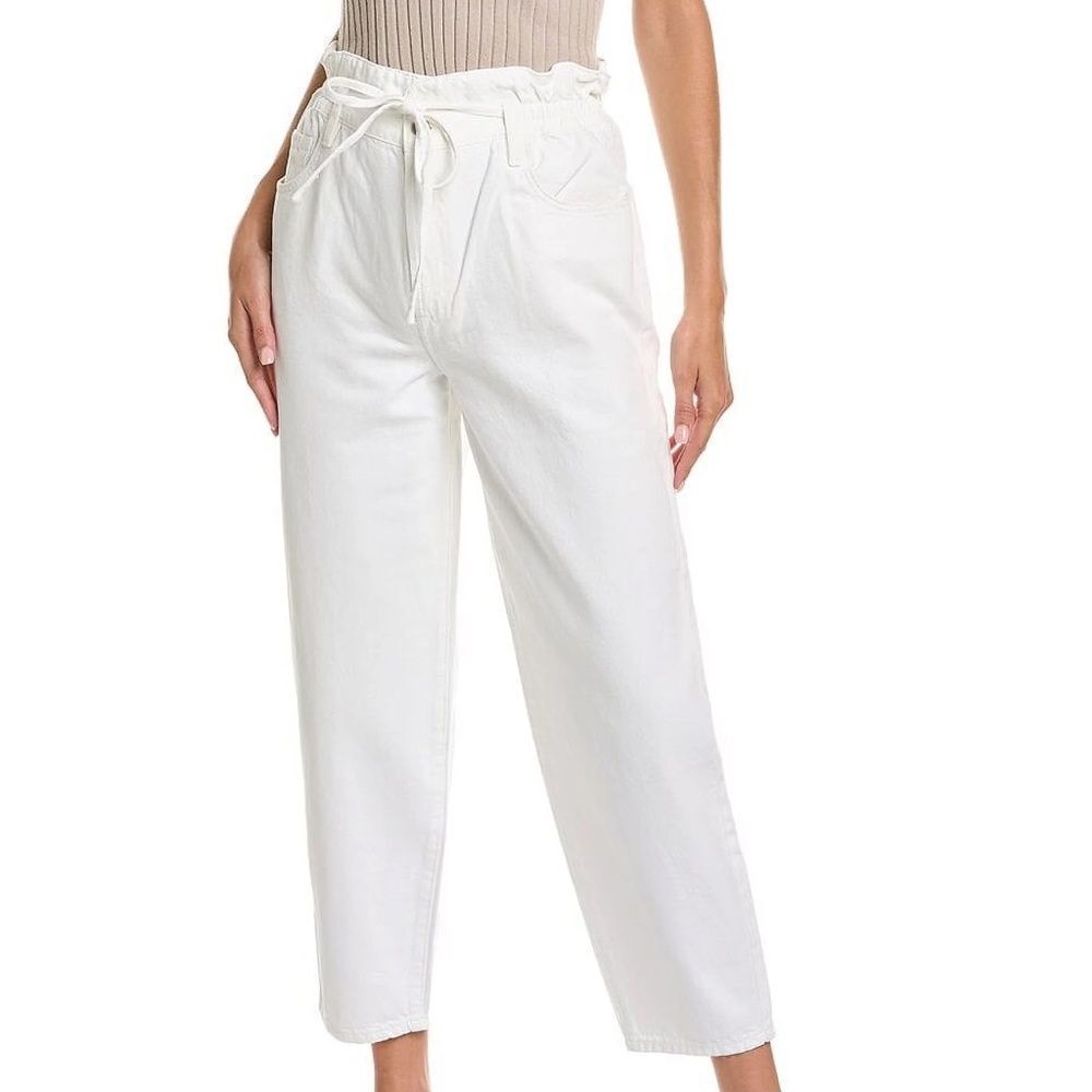 7 For All MankindāNWT White Paper Bag Waist Tapered Balloon Leg Crop Jeans Sz 30